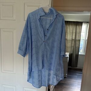 Light Blue Button-Up Top